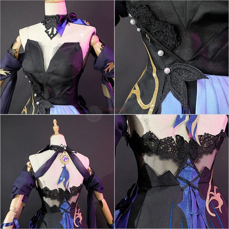 Genshin Impact Keqing Opulent Splendor Cosplay Costumes - Image 4