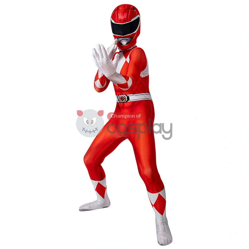 Ready To Ship For Kids Red Ranger Cosplay Costume - Image 3