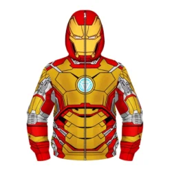 Iron Man Fashion Zip Up Long Sleeve Hoodie For Kids